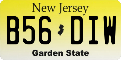 NJ license plate B56DIW