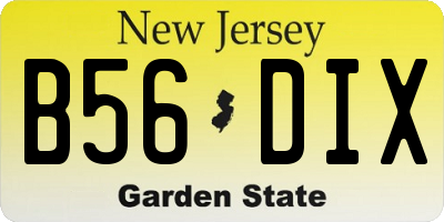 NJ license plate B56DIX