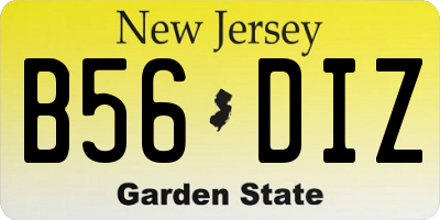 NJ license plate B56DIZ