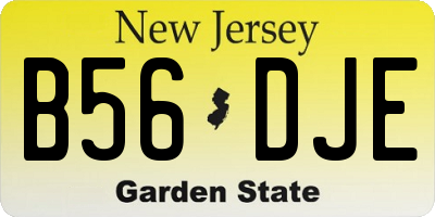 NJ license plate B56DJE