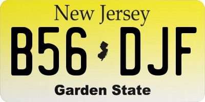 NJ license plate B56DJF