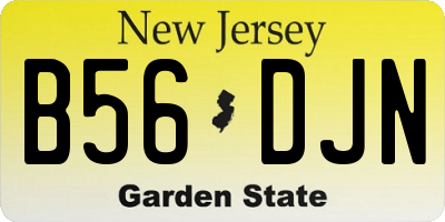 NJ license plate B56DJN