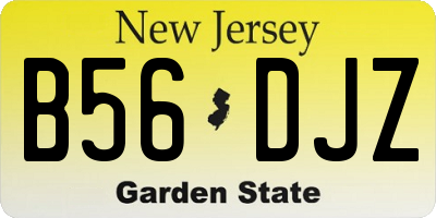 NJ license plate B56DJZ