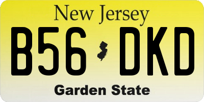 NJ license plate B56DKD