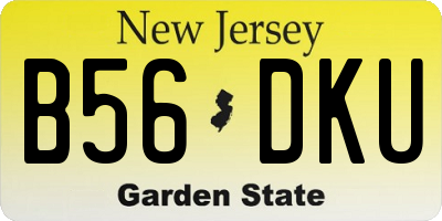 NJ license plate B56DKU