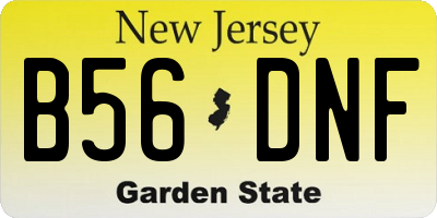 NJ license plate B56DNF