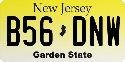 NJ license plate B56DNW
