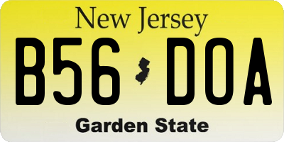 NJ license plate B56DOA