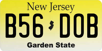 NJ license plate B56DOB