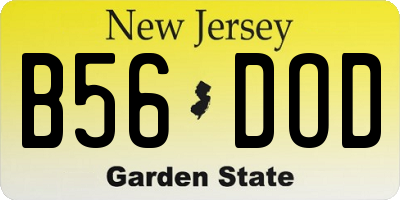 NJ license plate B56DOD