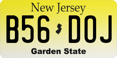 NJ license plate B56DOJ