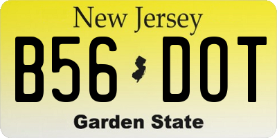 NJ license plate B56DOT