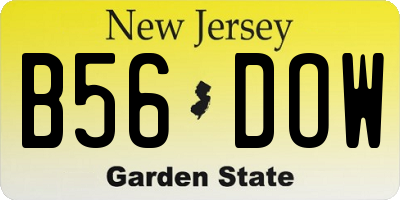 NJ license plate B56DOW
