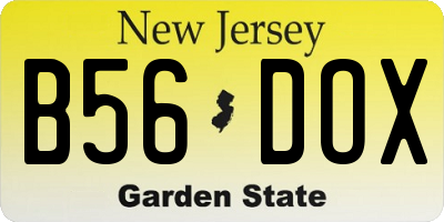 NJ license plate B56DOX