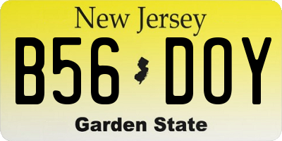 NJ license plate B56DOY