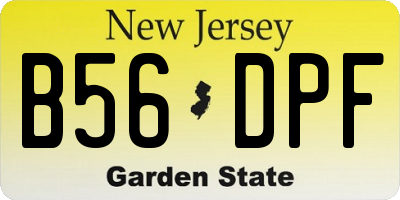 NJ license plate B56DPF
