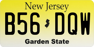 NJ license plate B56DQW