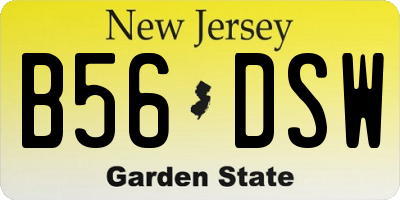 NJ license plate B56DSW