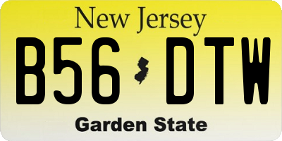 NJ license plate B56DTW