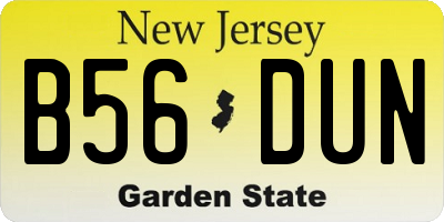 NJ license plate B56DUN