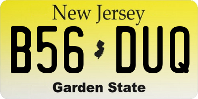 NJ license plate B56DUQ