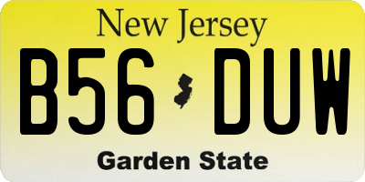 NJ license plate B56DUW