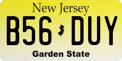 NJ license plate B56DUY
