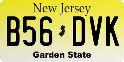NJ license plate B56DVK