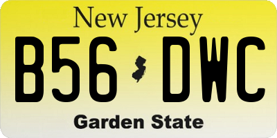 NJ license plate B56DWC