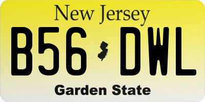 NJ license plate B56DWL