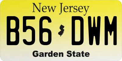 NJ license plate B56DWM