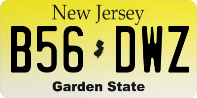 NJ license plate B56DWZ