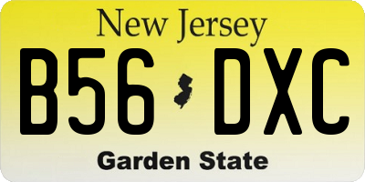 NJ license plate B56DXC