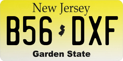NJ license plate B56DXF