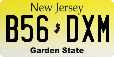 NJ license plate B56DXM