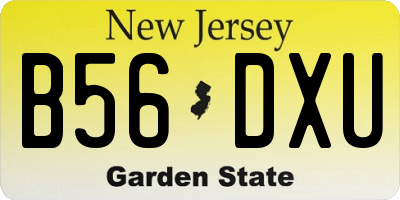 NJ license plate B56DXU