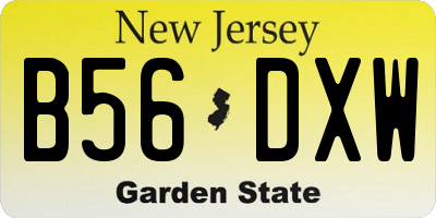 NJ license plate B56DXW
