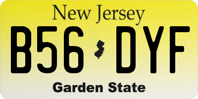 NJ license plate B56DYF