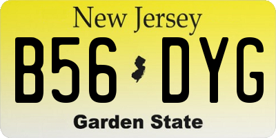 NJ license plate B56DYG