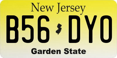 NJ license plate B56DYO