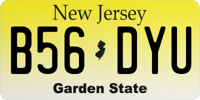 NJ license plate B56DYU