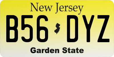 NJ license plate B56DYZ