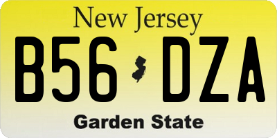 NJ license plate B56DZA