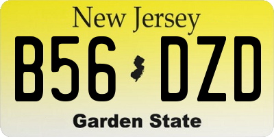 NJ license plate B56DZD