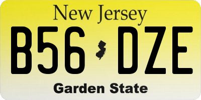NJ license plate B56DZE