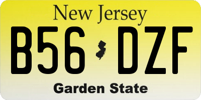 NJ license plate B56DZF