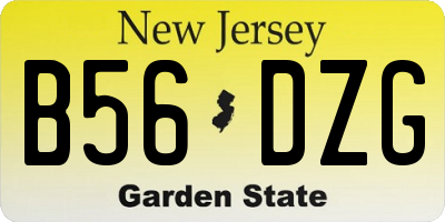 NJ license plate B56DZG