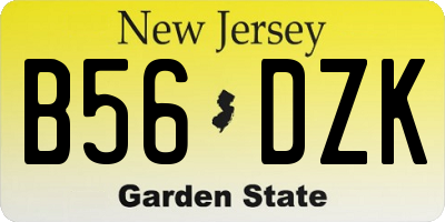 NJ license plate B56DZK