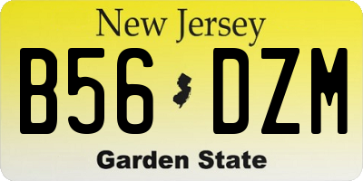 NJ license plate B56DZM