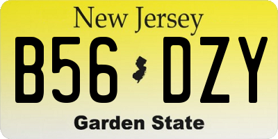 NJ license plate B56DZY